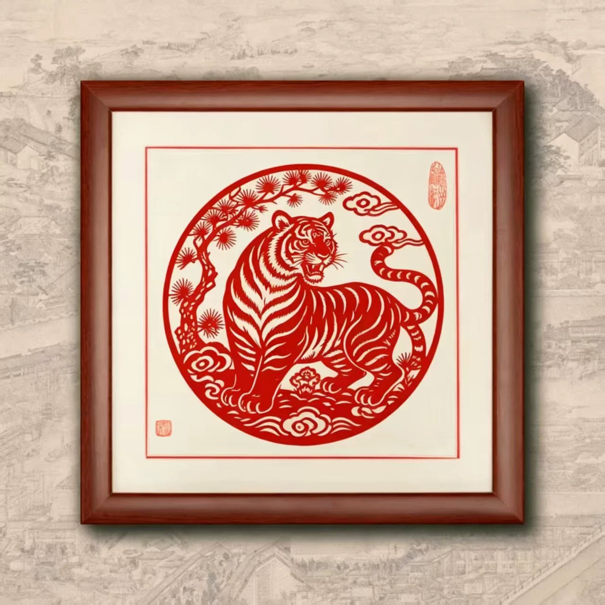 Chinese Zodiac Intangible Cultural Heritage Paper‑Cutting, Handmade New‑Chinese Style Framed Ornament, Customizable Festival & Housewarming Gift