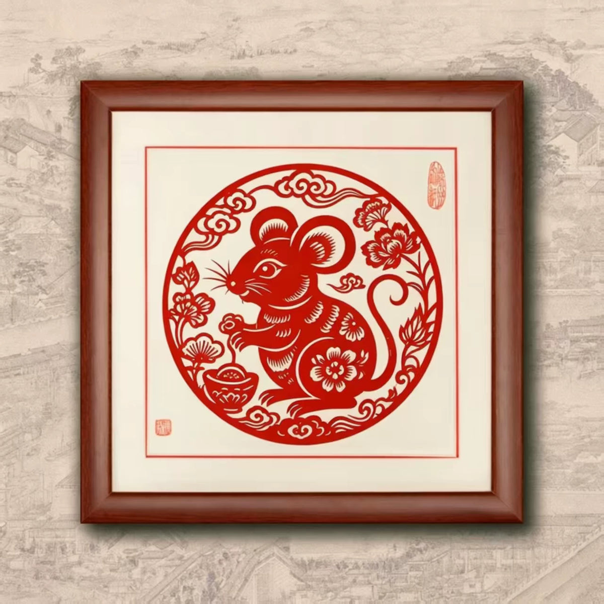 Chinese Zodiac Intangible Cultural Heritage Hand‑made Paper‑cut, Decorative Photo Frame Tabletop Ornament, Chinese‑Style Gift