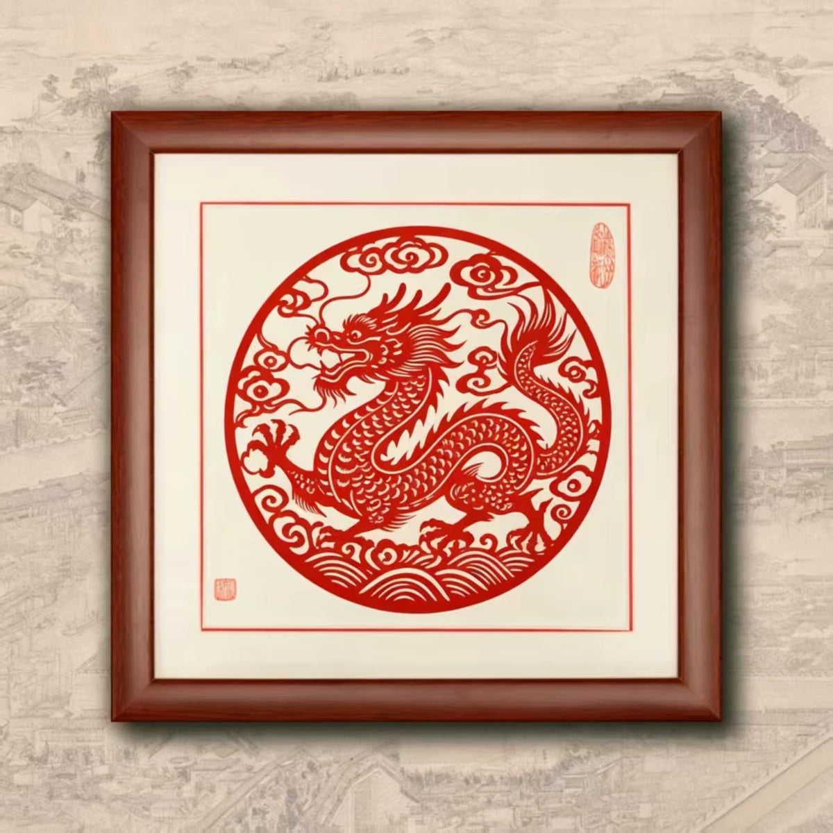 Chinese Zodiac Intangible Cultural Heritage Hand‑made Paper‑cut, Decorative Photo Frame Tabletop Ornament, Chinese‑Style Gift