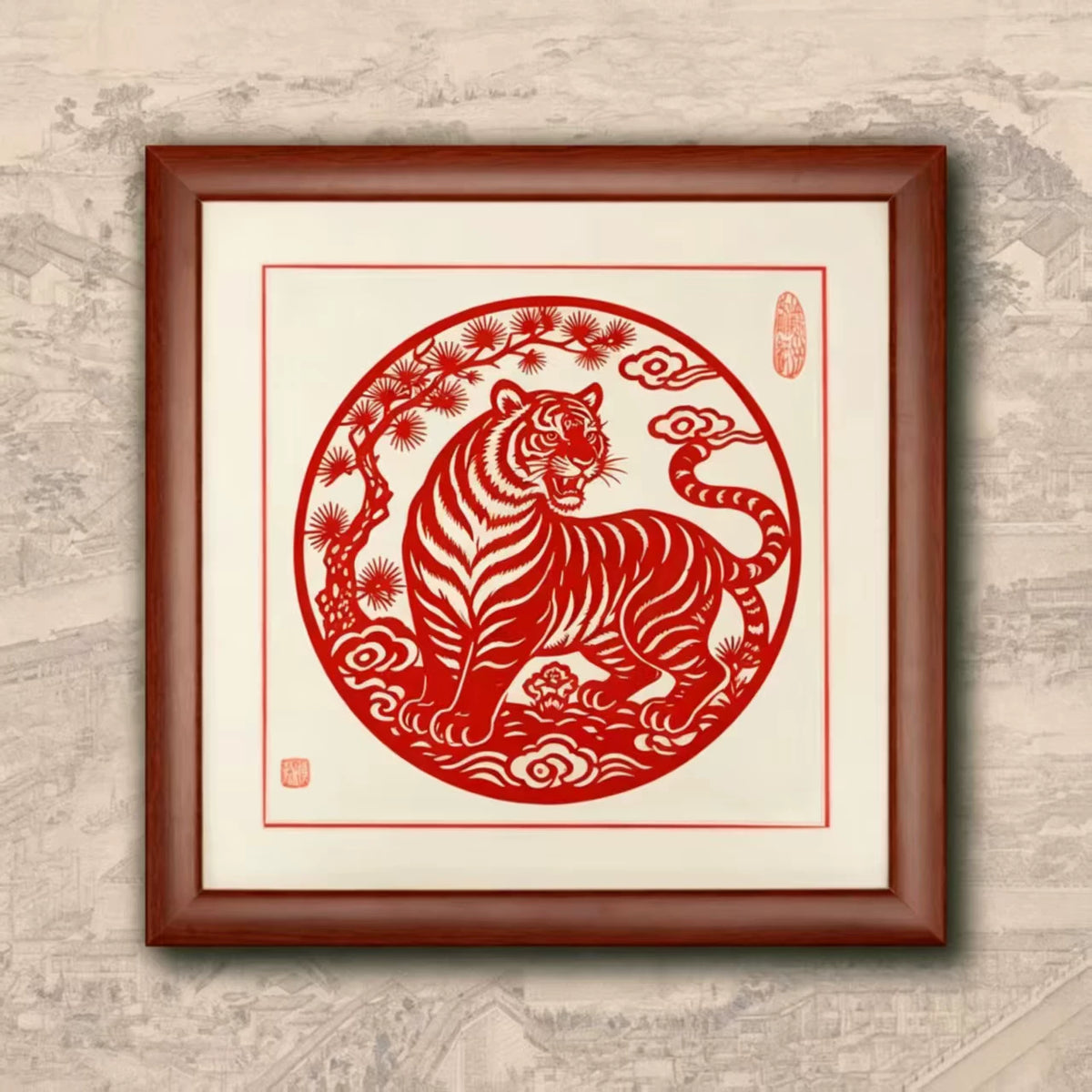 Chinese Zodiac Intangible Cultural Heritage Hand‑made Paper‑cut, Decorative Photo Frame Tabletop Ornament, Chinese‑Style Gift
