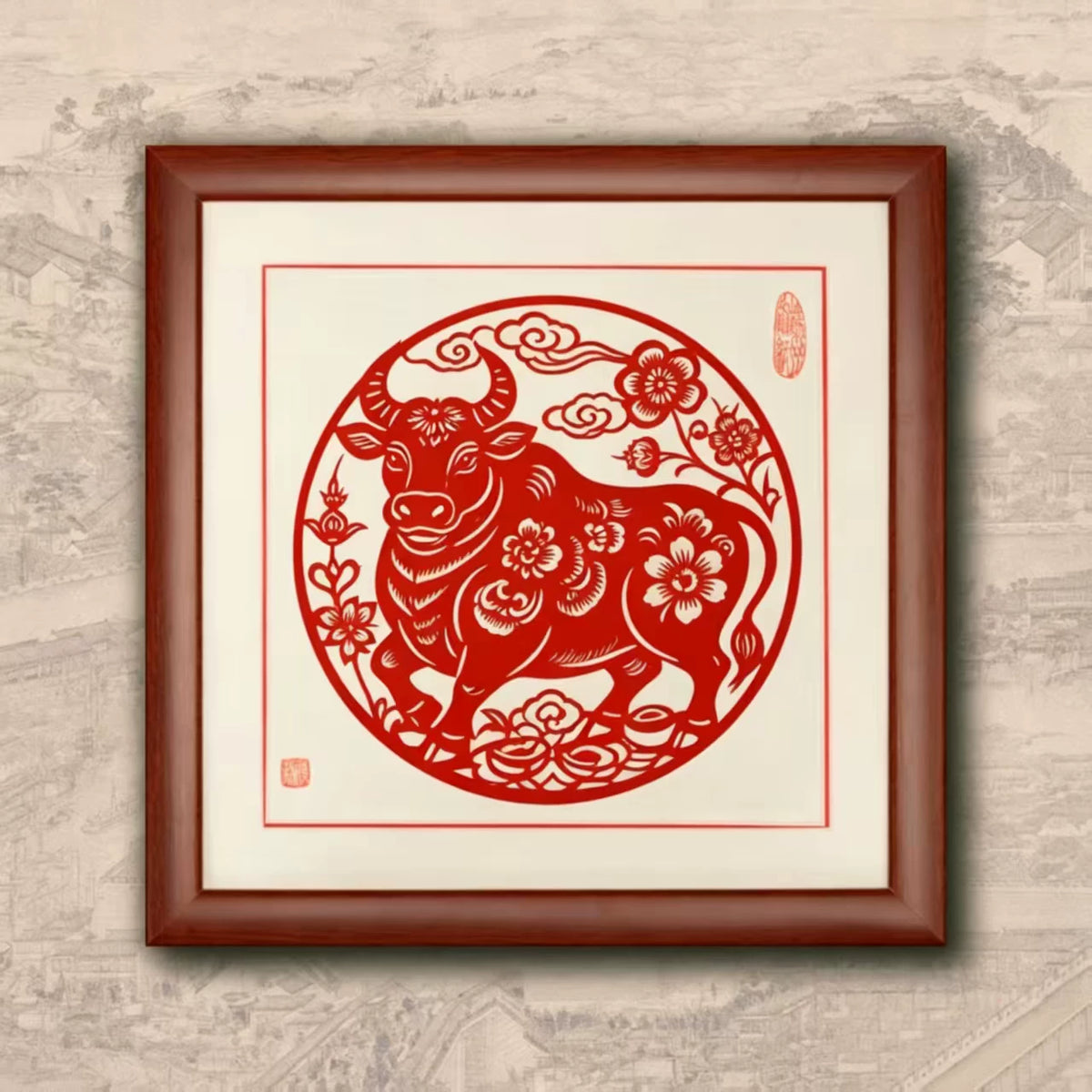 Chinese Zodiac Intangible Cultural Heritage Hand‑made Paper‑cut, Decorative Photo Frame Tabletop Ornament, Chinese‑Style Gift